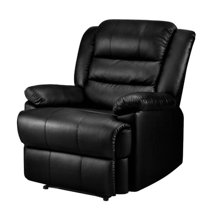 Artiss Recliner Chair Leather Black Cissy.