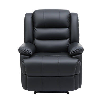Artiss Manual Recliner Chair Leather Reclining Sofa with 16color Led Black.