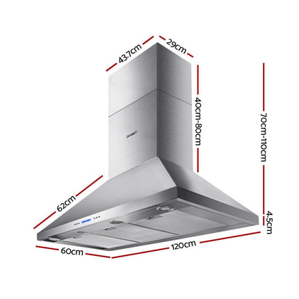 Devanti 1200mm Range Hood 120cm BBQ Commercial Rangehood.