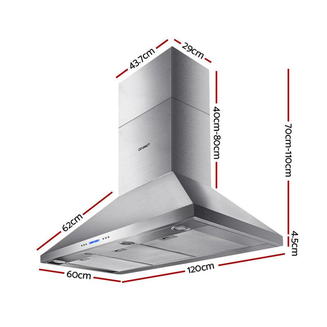 Devanti 1200mm Range Hood 120cm BBQ Commercial Rangehood.