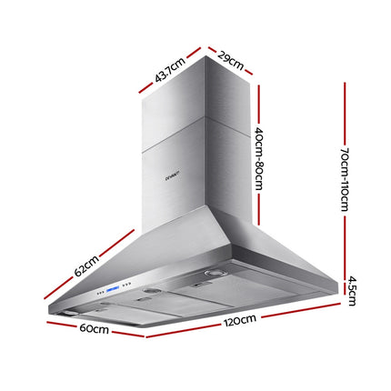 Devanti 1200mm Range Hood 120cm BBQ Commercial Rangehood.
