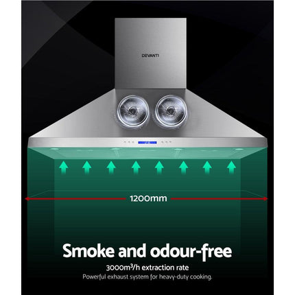 Devanti 1200mm Range Hood 120cm BBQ Commercial Rangehood.