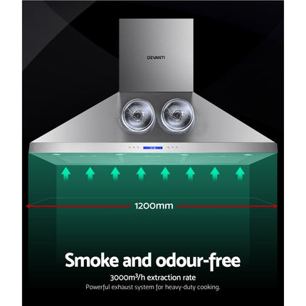 Devanti 1200mm Range Hood 120cm BBQ Commercial Rangehood.