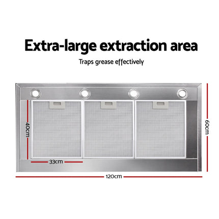 Devanti 1200mm Range Hood 120cm BBQ Commercial Rangehood.