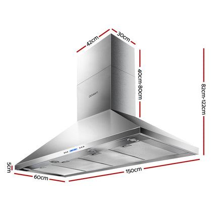 Devanti 1500mm Range Hood 150cm BBQ Commercial Rangehood.