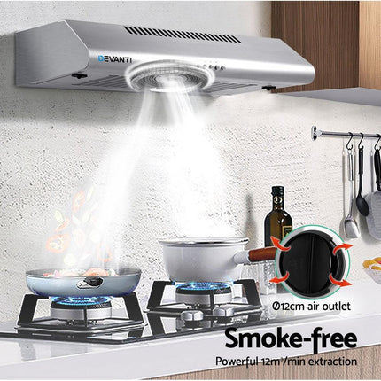 Devanti 600mm Range Hood 60cm Rangehood Stainless Steel.