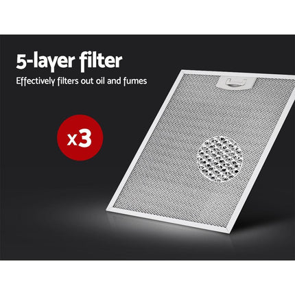 Devanti 900mm Range Hood 90cm Rangehood Stainless Steel.