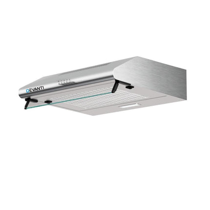 Devanti 600mm Range Hood 60cm Rangehood Kitchen Canopy LED Light Stainless Steel.