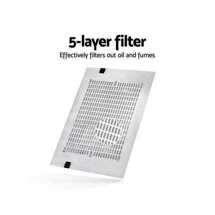 Devanti 600mm Range Hood 60cm Rangehood Kitchen Canopy LED Light Stainless Steel.