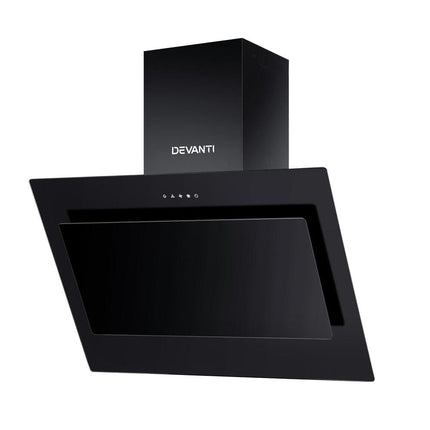 Devanti 900mm Range Hood 90cm Rangehood Glass Black.