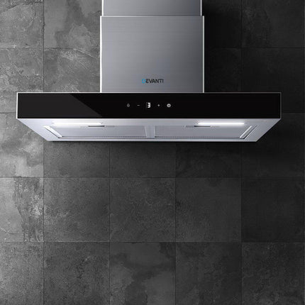 Devanti 600mm Range Hood 60cm Rangehood Glass Stainless Steel.