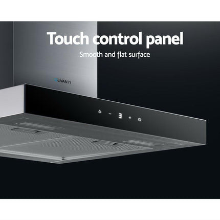 Devanti 600mm Range Hood 60cm Rangehood Glass Stainless Steel.