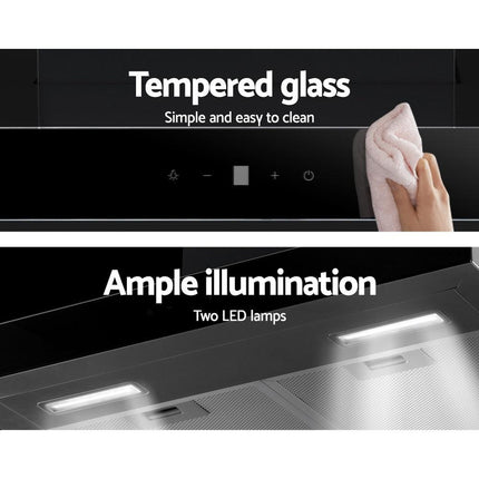 Devanti 600mm Range Hood 60cm Rangehood Glass Stainless Steel.