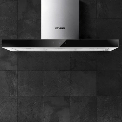 Devanti 900mm Range Hood 90cm Rangehood Glass Stainless Steel.