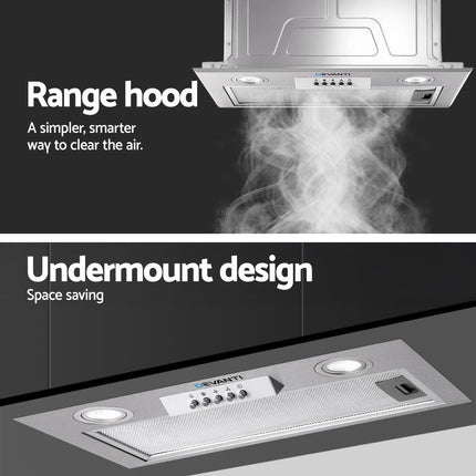 Devanti 520mm Range Hood 52cm Rangehood Stainless Steel.