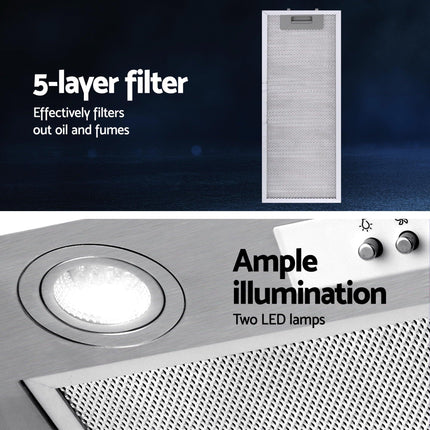 Devanti 520mm Range Hood 52cm Rangehood Stainless Steel.
