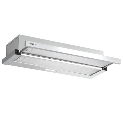 Devanti 900mm Range Hood 90cm Slide out Rangehood Stainless Steel.