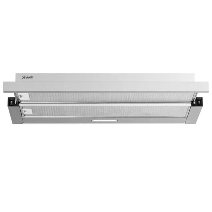 Devanti 900mm Range Hood 90cm Slide out Rangehood Stainless Steel.