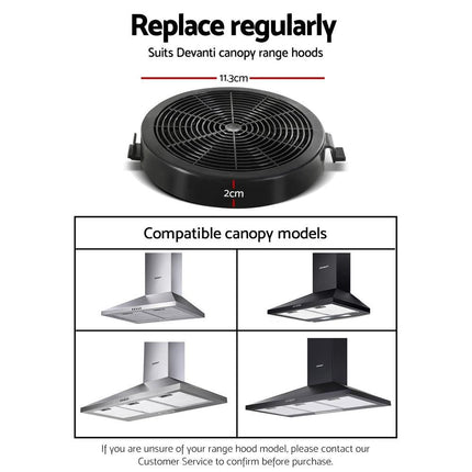 Devanti 11cm Range Hood Carbon Charcoal Filters Replacement X2.