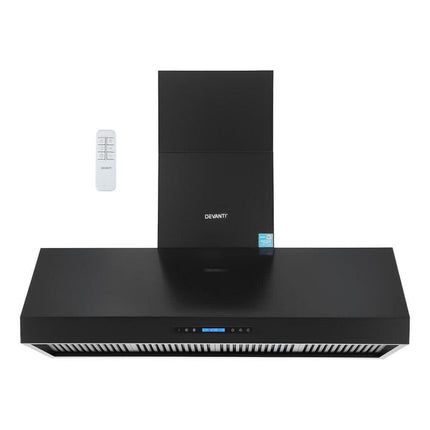 Devanti 1500mm Commercial BBQ Range Hood Dual Motor W/ Remote Control Black.