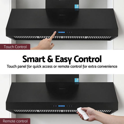 Devanti 1500mm Commercial BBQ Range Hood Dual Motor W/ Remote Control Black.