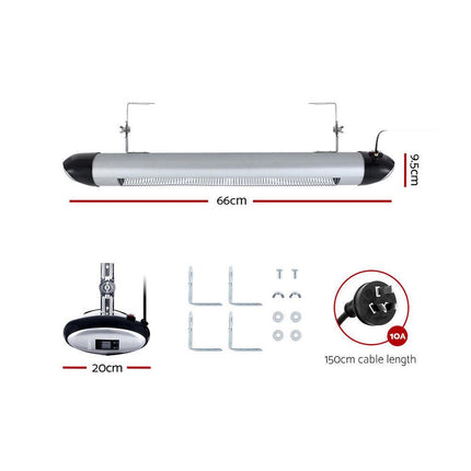 Devanti Electric Strip Heater Radiant Heaters 1500W.