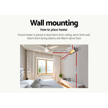 Devanti Electric Strip Heater Radiant Heaters 1500W.