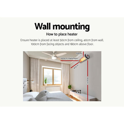 Devanti Electric Strip Heater Radiant Heaters 2000W.