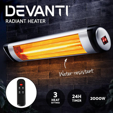Devanti Electric Strip Heater Radiant Heaters 2000W.