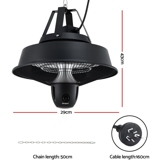 Devanti 2000W Electric Patio Heater Ceiling Mounted Hanging Heaters Remote.