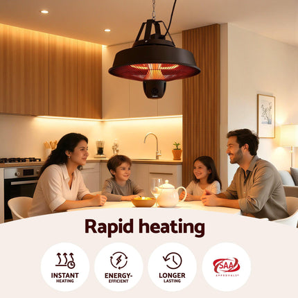 Devanti 2000W Electric Patio Heater Ceiling Mounted Hanging Heaters Remote.