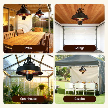 Devanti 2000W Electric Patio Heater Ceiling Mounted Hanging Heaters Remote.