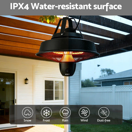 Devanti 2000W Electric Patio Heater Ceiling Mounted Hanging Heaters Remote.