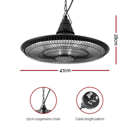 Devanti 1500W Hanging Electric Patio Heater.