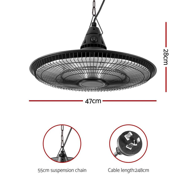 Devanti 1500W Hanging Electric Patio Heater.
