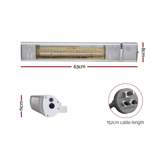 Devanti Electric Strip Heater Infrared Radiant Heaters 2000W.