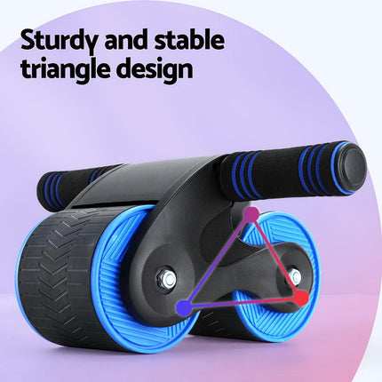 Everfit Ab Roller Automatic Rebound Abdominal Wheel Home Gym Workout Blue.