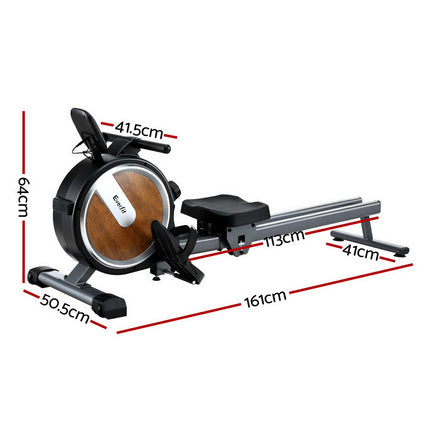 Everfit 16 Level Magnetic Rowing Machine for Home with App Connect Walnut.