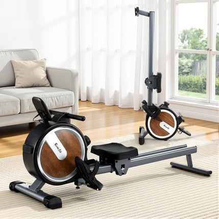 Everfit 16 Level Magnetic Rowing Machine for Home with App Connect Walnut.