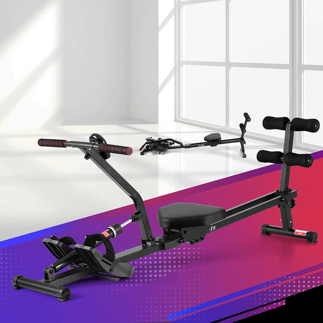 Everfit Hydraulic Rowing Machine Rower 12 Levels Resistance Exercise Fitness Gym Cardio.
