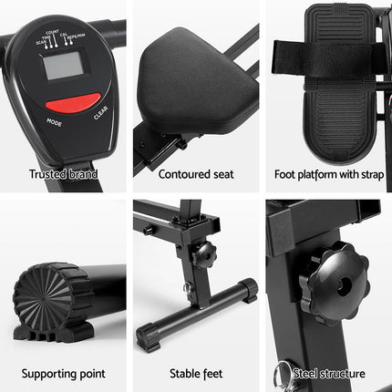 Everfit Hydraulic Rowing Machine Rower 12 Levels Resistance Exercise Fitness Gym Cardio.