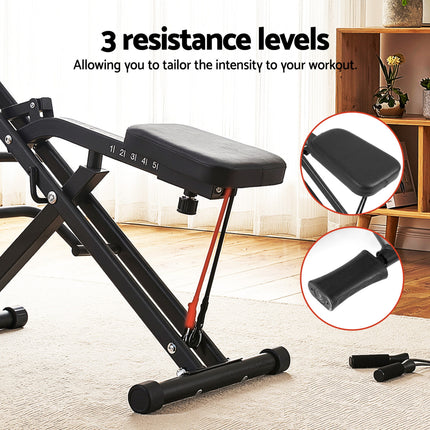 Everfit Foldable Squat Machine Deep Squat Rowing Machine 5 Adjustable Seat Home Gym.