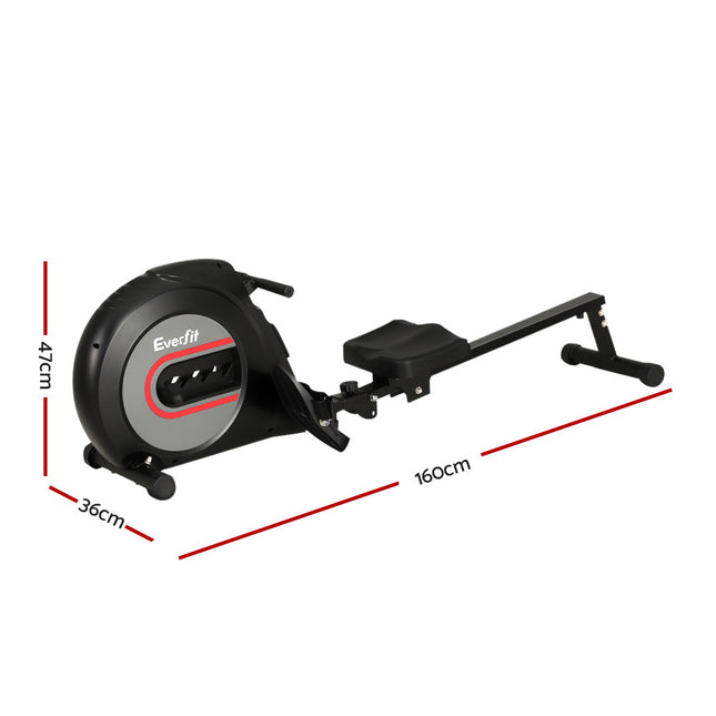 Everfit Rowing Machine Rower Elastic Rope Resistance Fitness Home Cardio Black.
