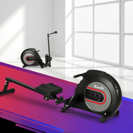 Everfit Rowing Machine Rower Elastic Rope Resistance Fitness Home Cardio Black.