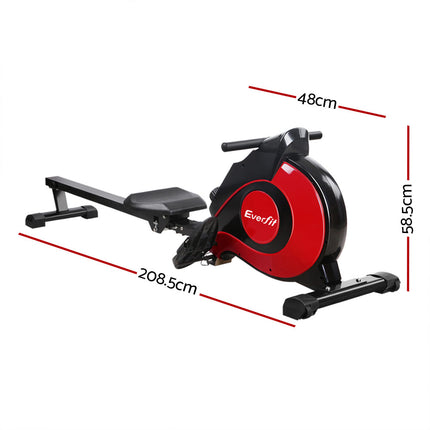 Everfit Rowing Machine Rower Magnetic Resistance Exercise Gym Home Cardio Red.