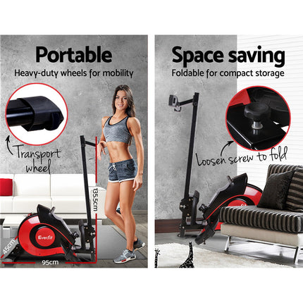 Everfit Rowing Machine Rower Magnetic Resistance Exercise Gym Home Cardio Red.
