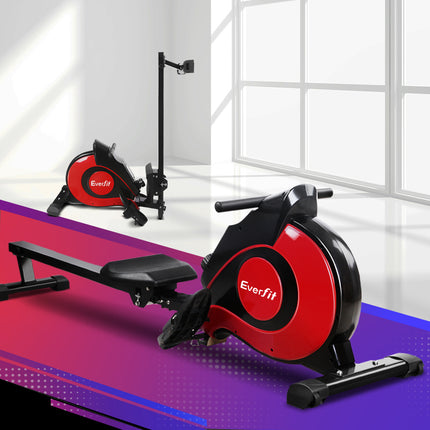 Everfit Rowing Machine Rower Magnetic Resistance Exercise Gym Home Cardio Red.