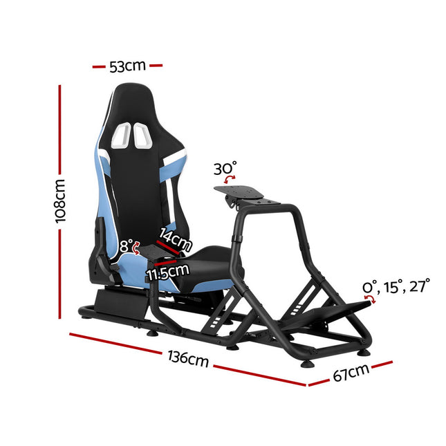 Artiss Racing Simulator Cockpit Steering Wheel Gaming Chair Blue.
