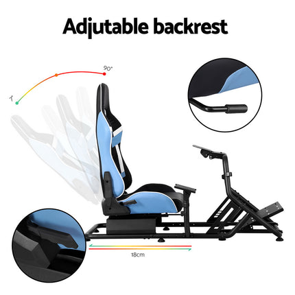 Artiss Racing Simulator Cockpit Steering Wheel Gaming Chair Blue.