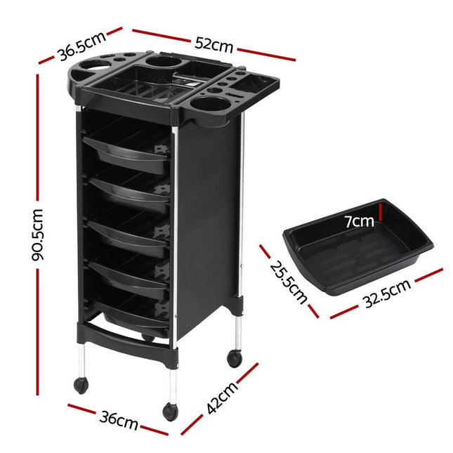 Embellir Salon Trolley Cart Spa Beauty Rolling Tray Hairdressing Storage 6 Tiers.